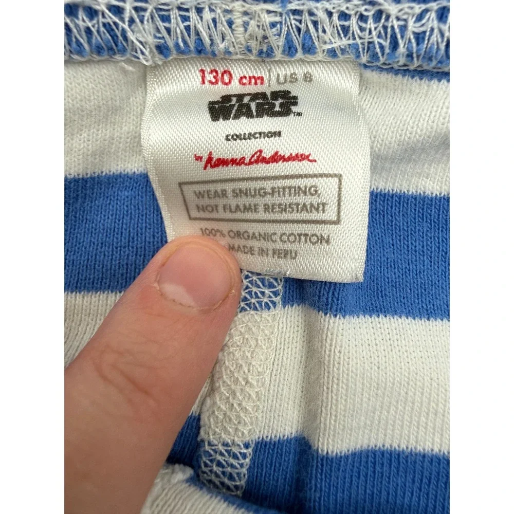 Hanna Andersson Star Wars Organic Cotton Pajama Pants‎ Kids 8 Blue White Stripe